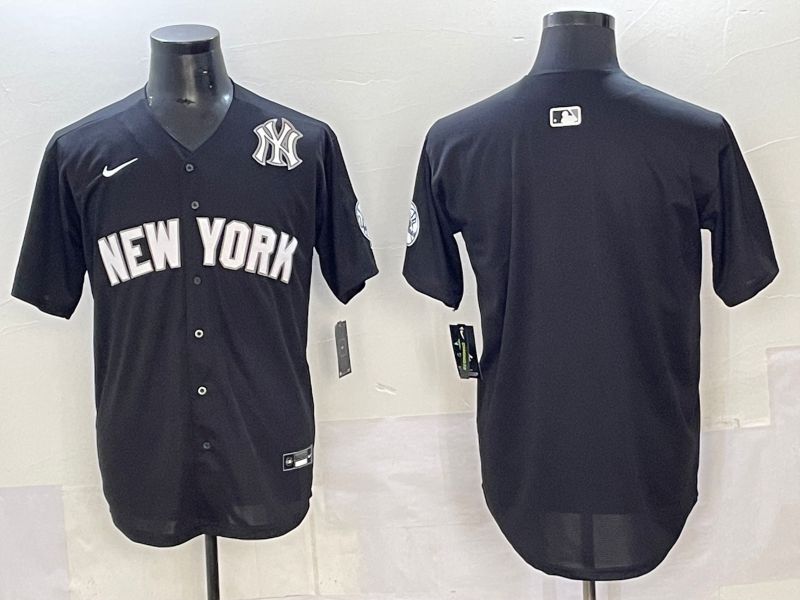 Men 2025 New York Yankees Blank Black Nike MLB Jersey style 005